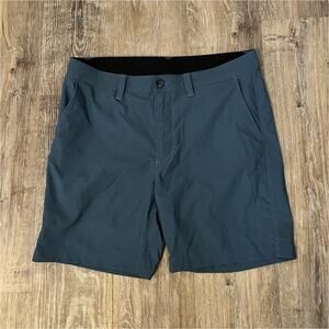 prAna Chino Shorts Blue Flat Front Button Pockets Solid 7" Inseam Men